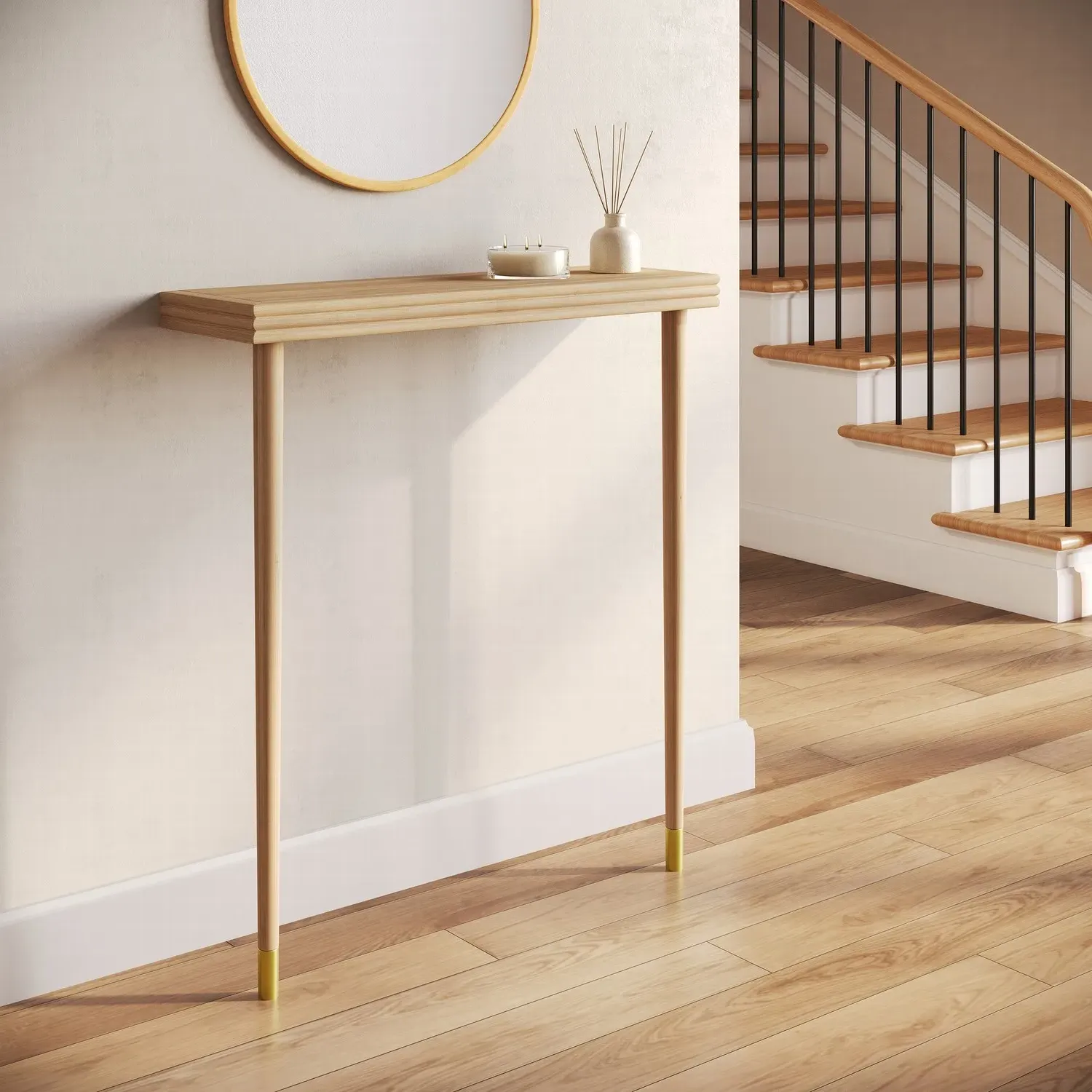 Extra Small Console Table Wall-Mounted - Brown, Oak image