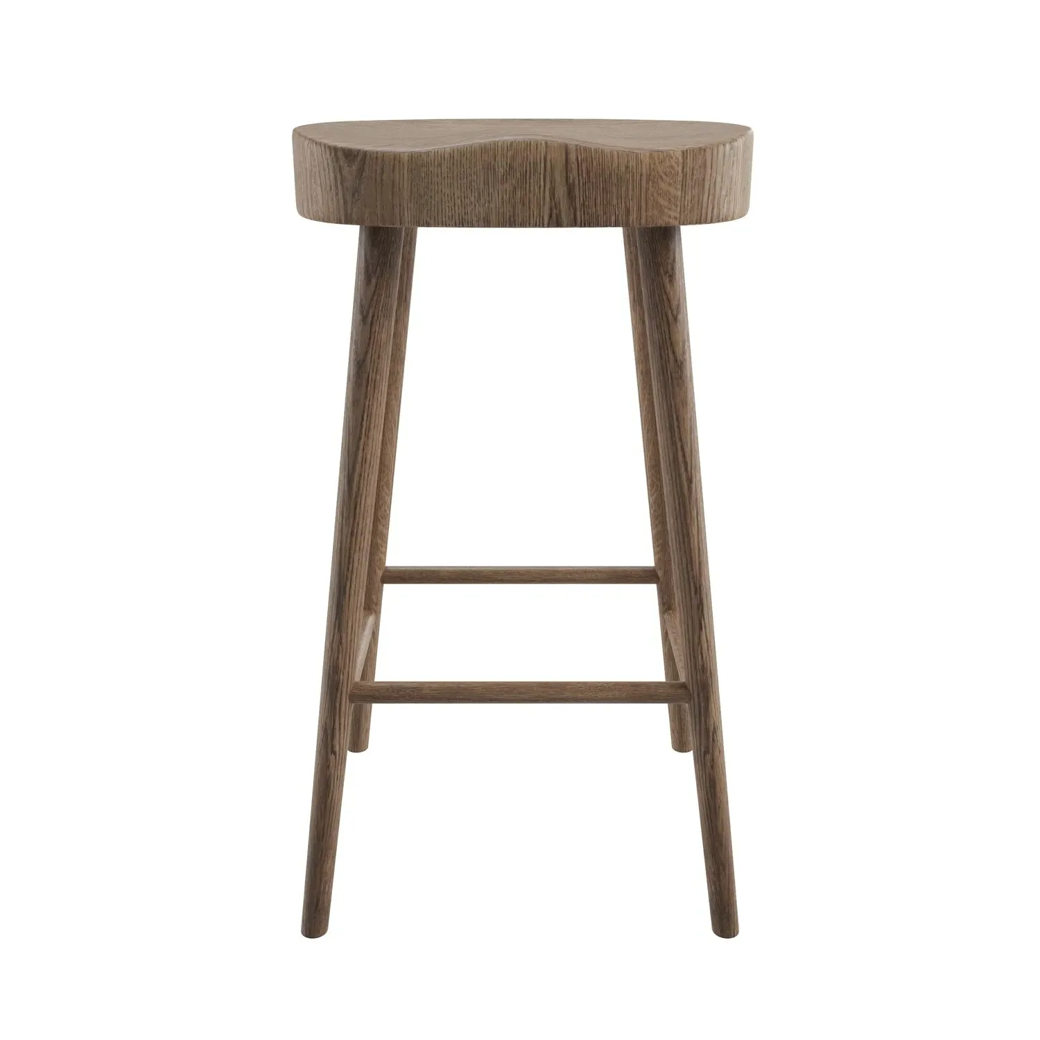 Set of 2 Counter Stools with Footrest - Brown, Oak