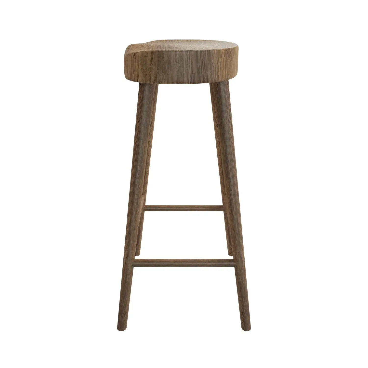 Set of 2 Counter Stools with Footrest - Brown, Oak