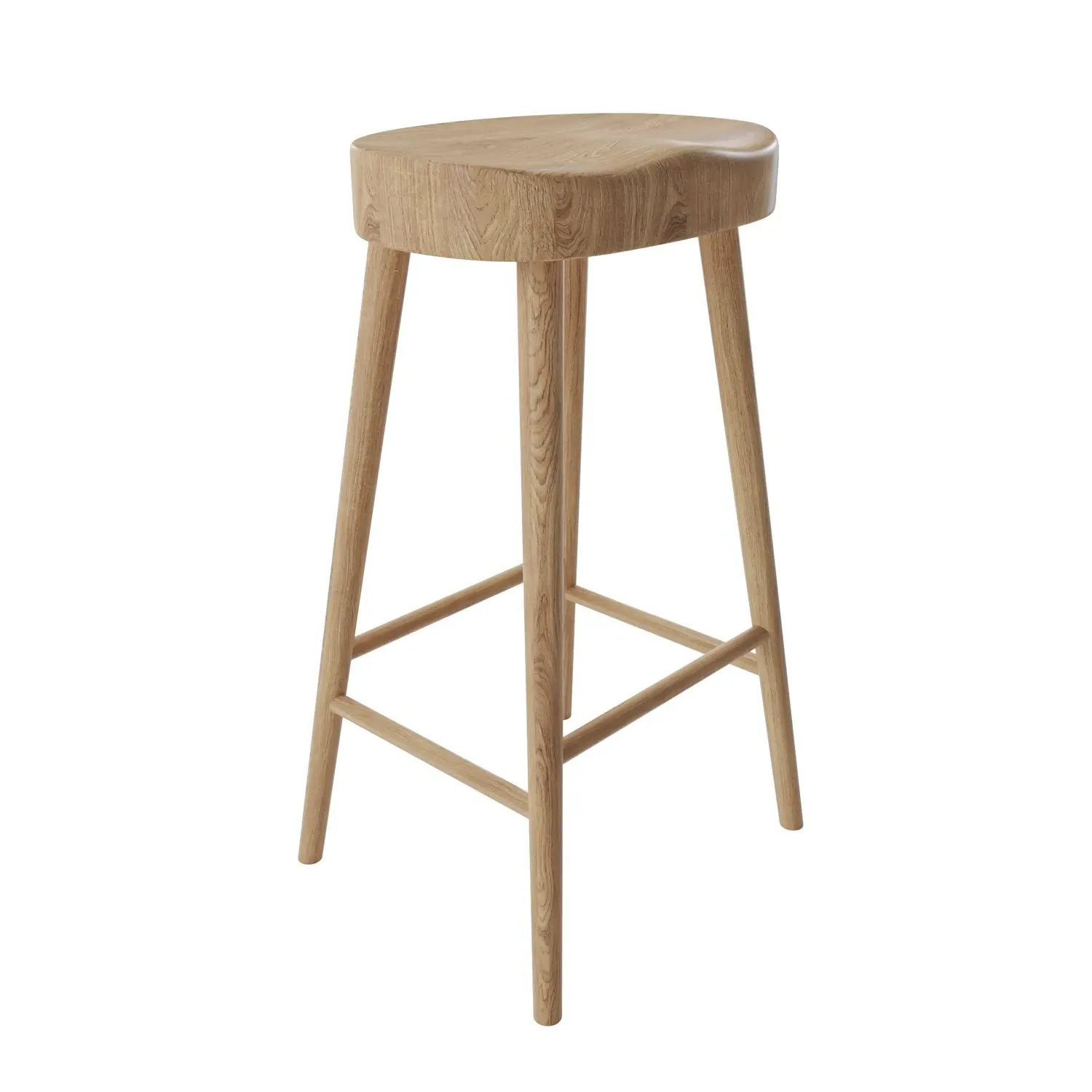 Set of 3 Counter Stools - Brown, Oak
