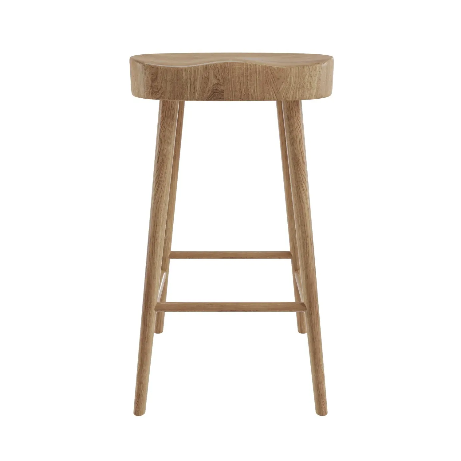 Set of 3 Counter Stools - Brown, Oak