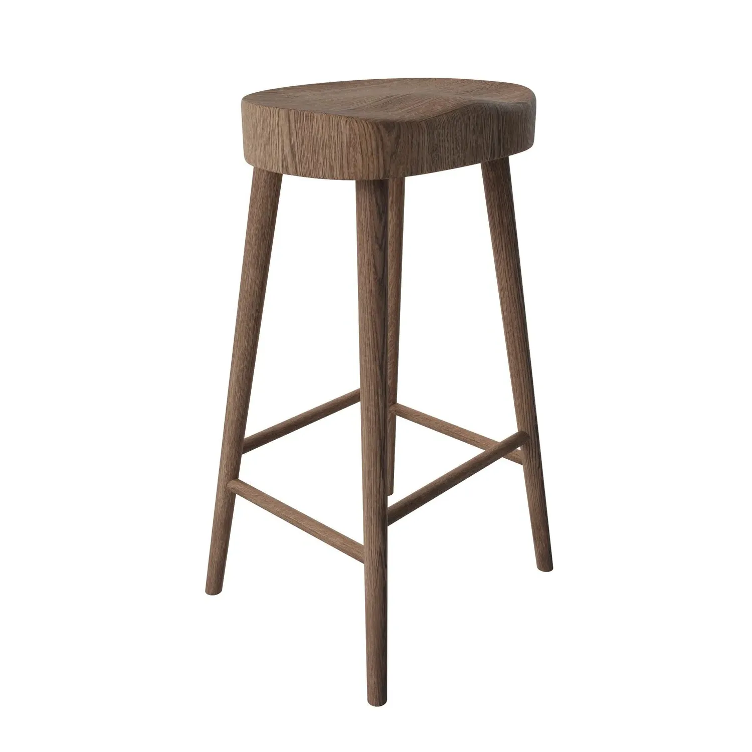 Set of 3 Counter Stools with Footrest - Brown, Oak