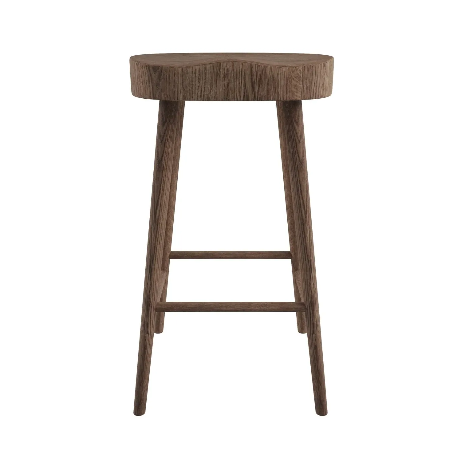 Set of 3 Counter Stools with Footrest - Brown, Oak