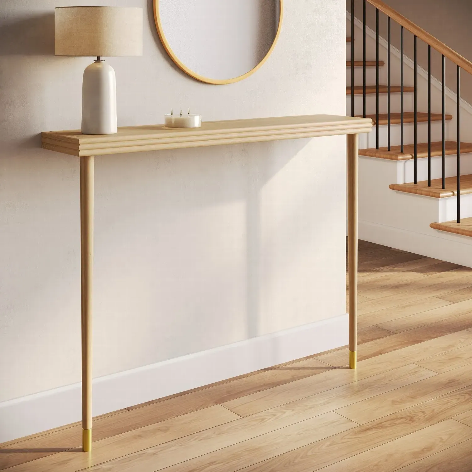 Small Console Table Wall-Mounted - Brown, Oak