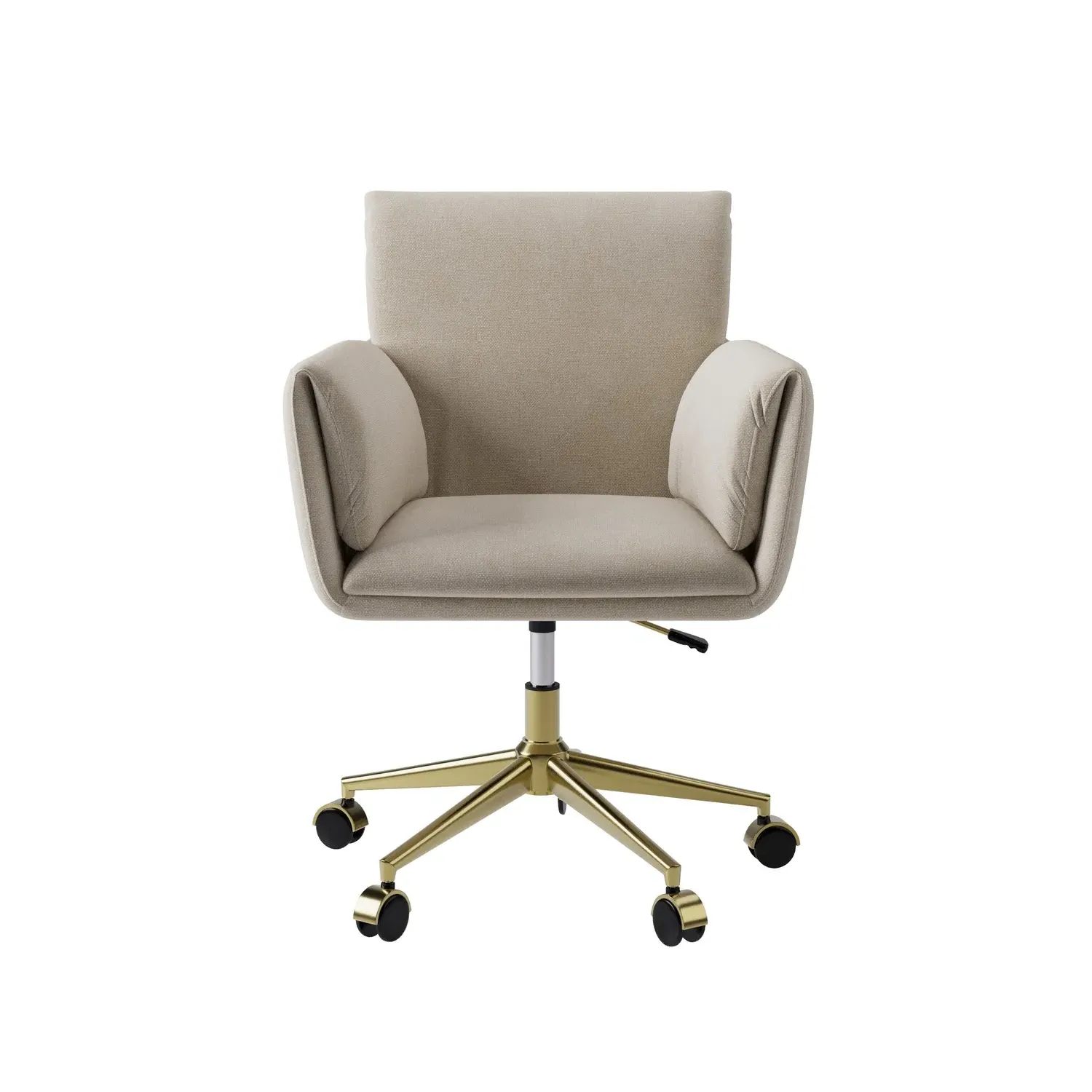 Swivel Office Chair with Gold Legs - Beige, Chenille