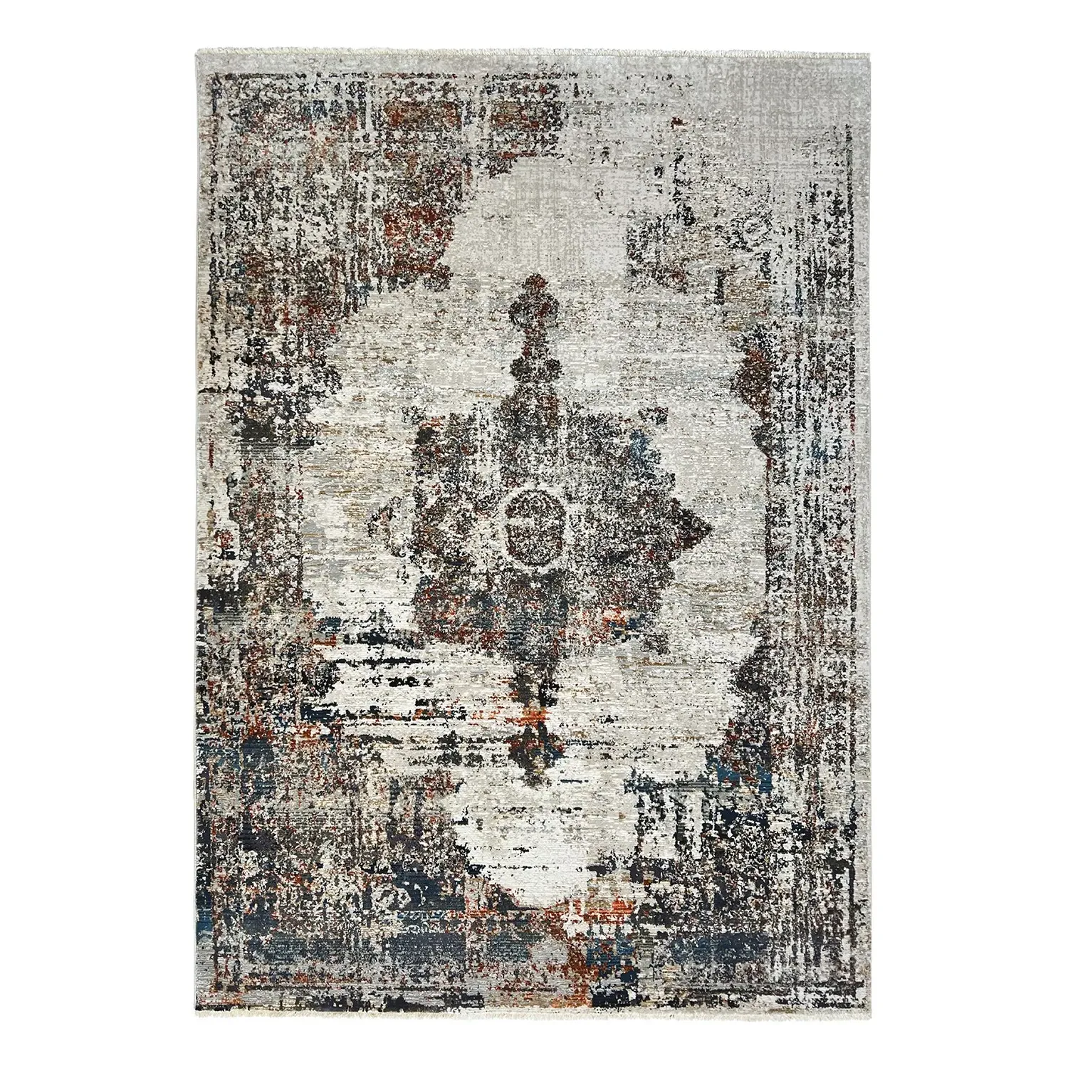 Distressed Rug with Fringe - Multi, Polypropylene image