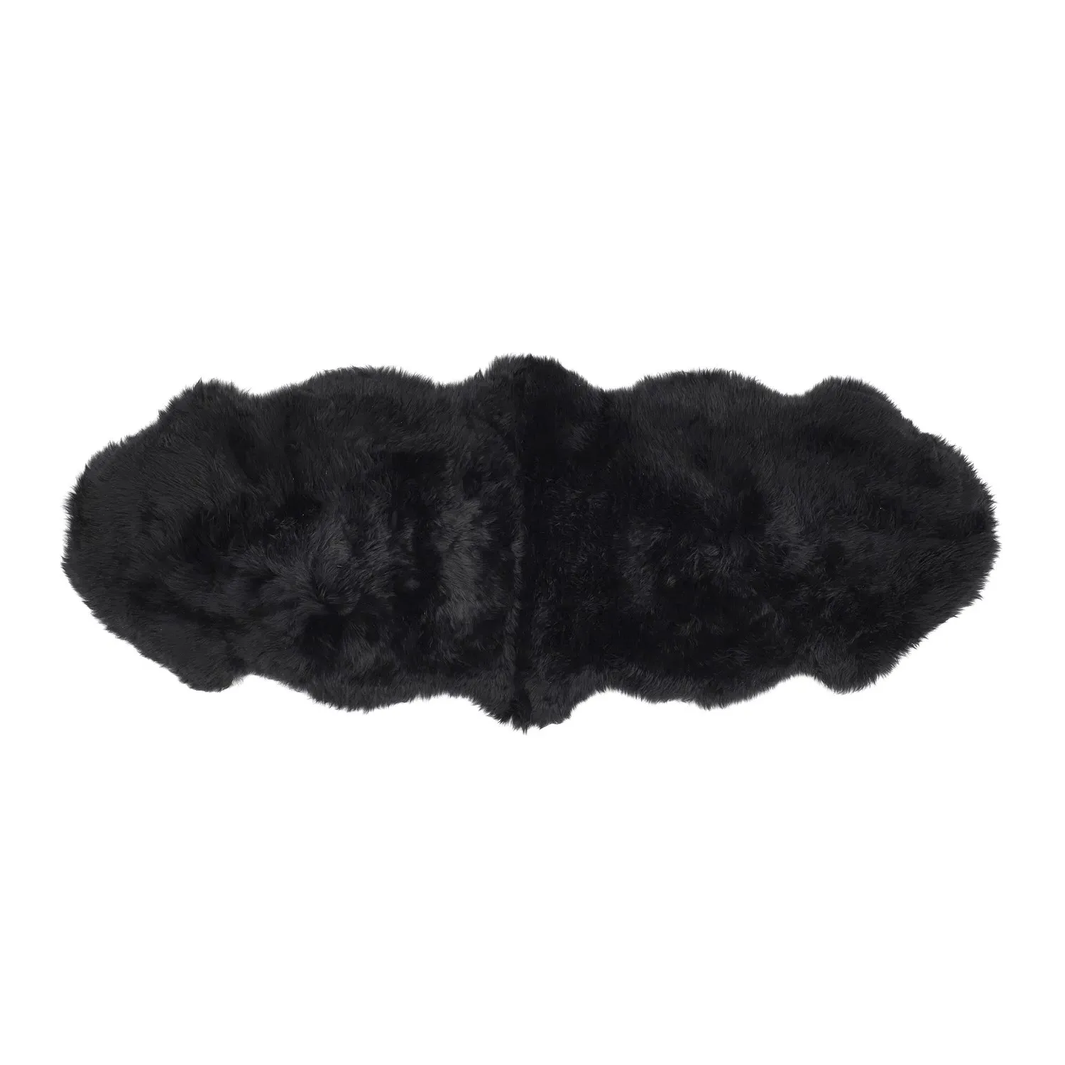 Double Sheepskin Rug - Black, Genuine Wool