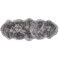 Double Sheepskin Rug - Grey, Genuine Wool