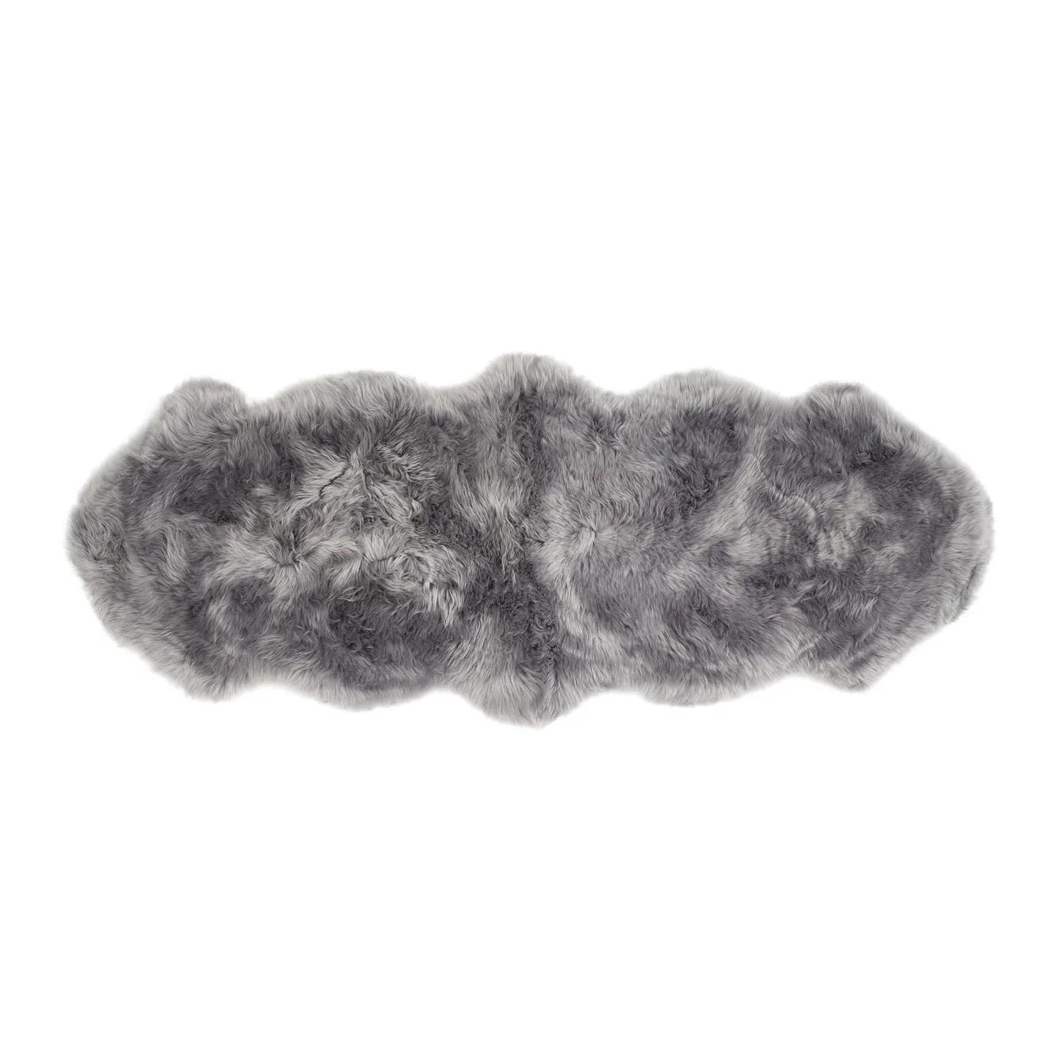 Double Sheepskin Rug - Grey, Genuine Wool