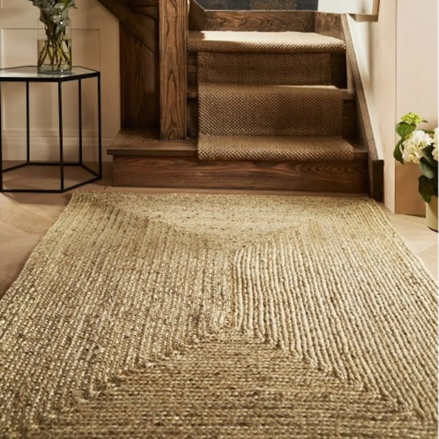 Large Braided Rug - Brown, Jute