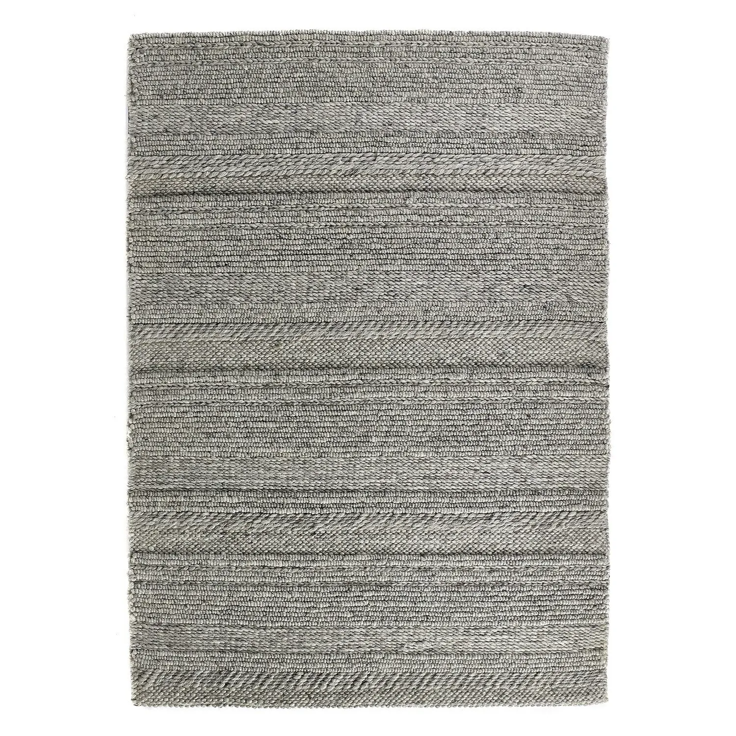 Large Chunky Knit Rug - Grey, Wool