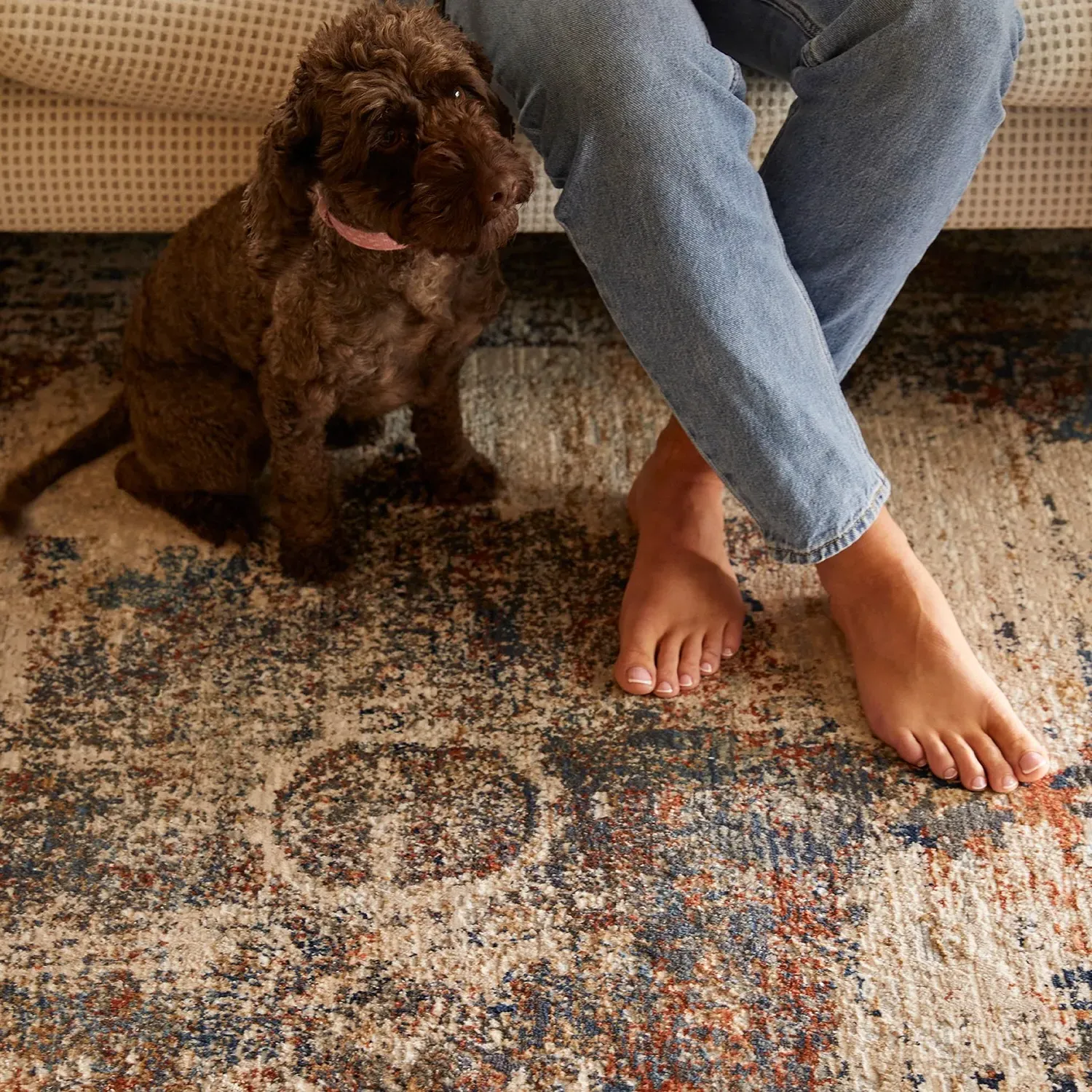 Large Distressed Rug - Multicoloured, Polypropylene