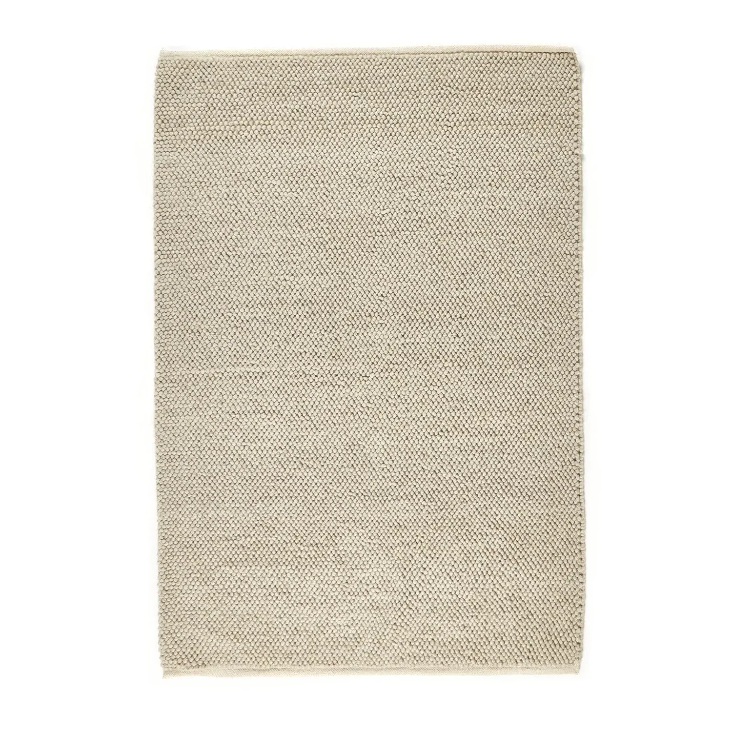 Large Hand Woven Textured Rug - Beige, Wool image