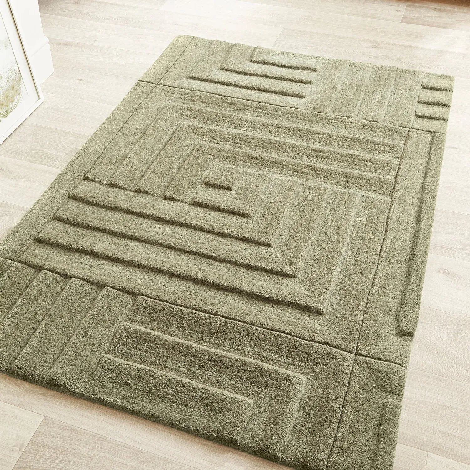 Large Wool Rug - Green, 100% Wool