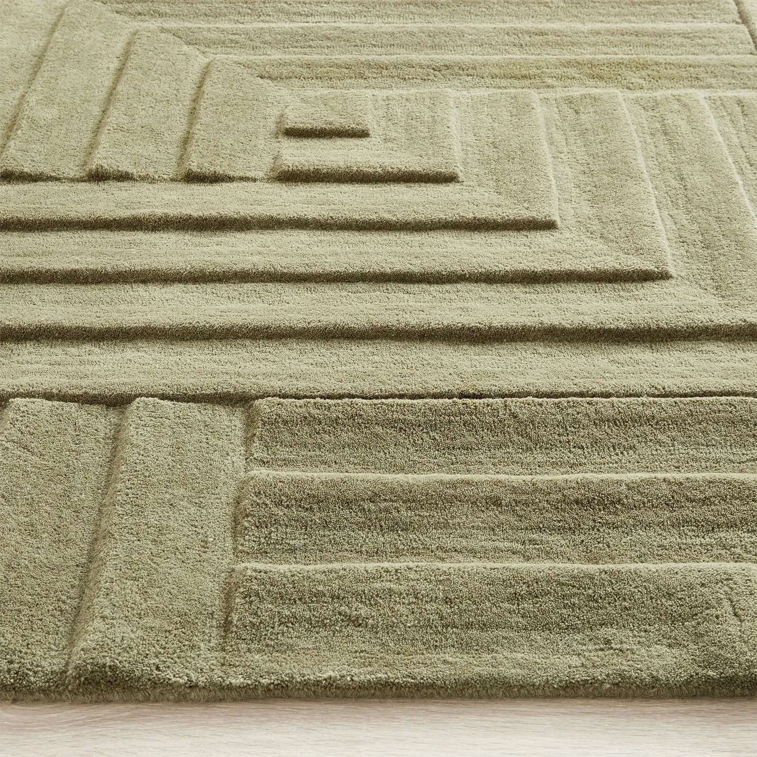 Large Wool Rug - Green, 100% Wool