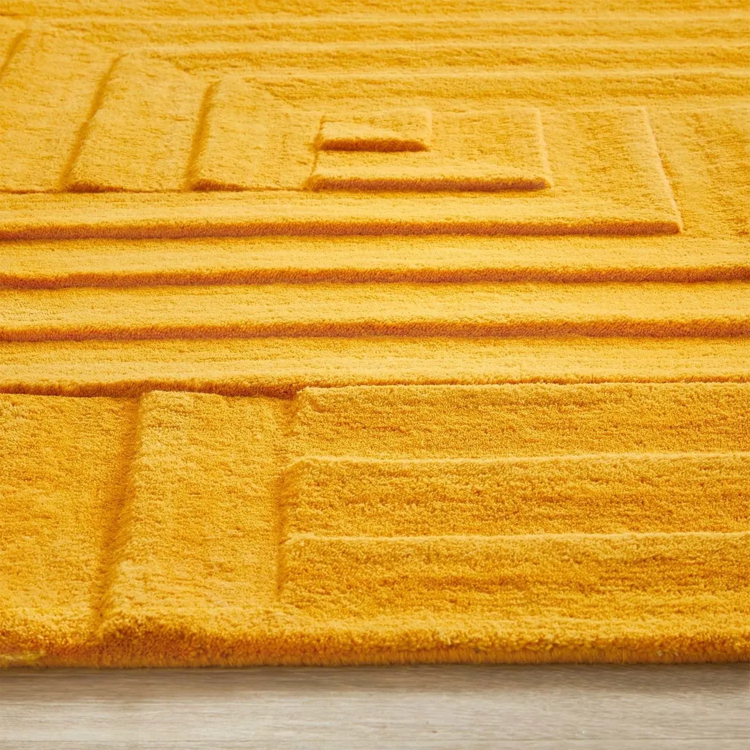 Linear Rug Hand Tufted - Ochre, Wool