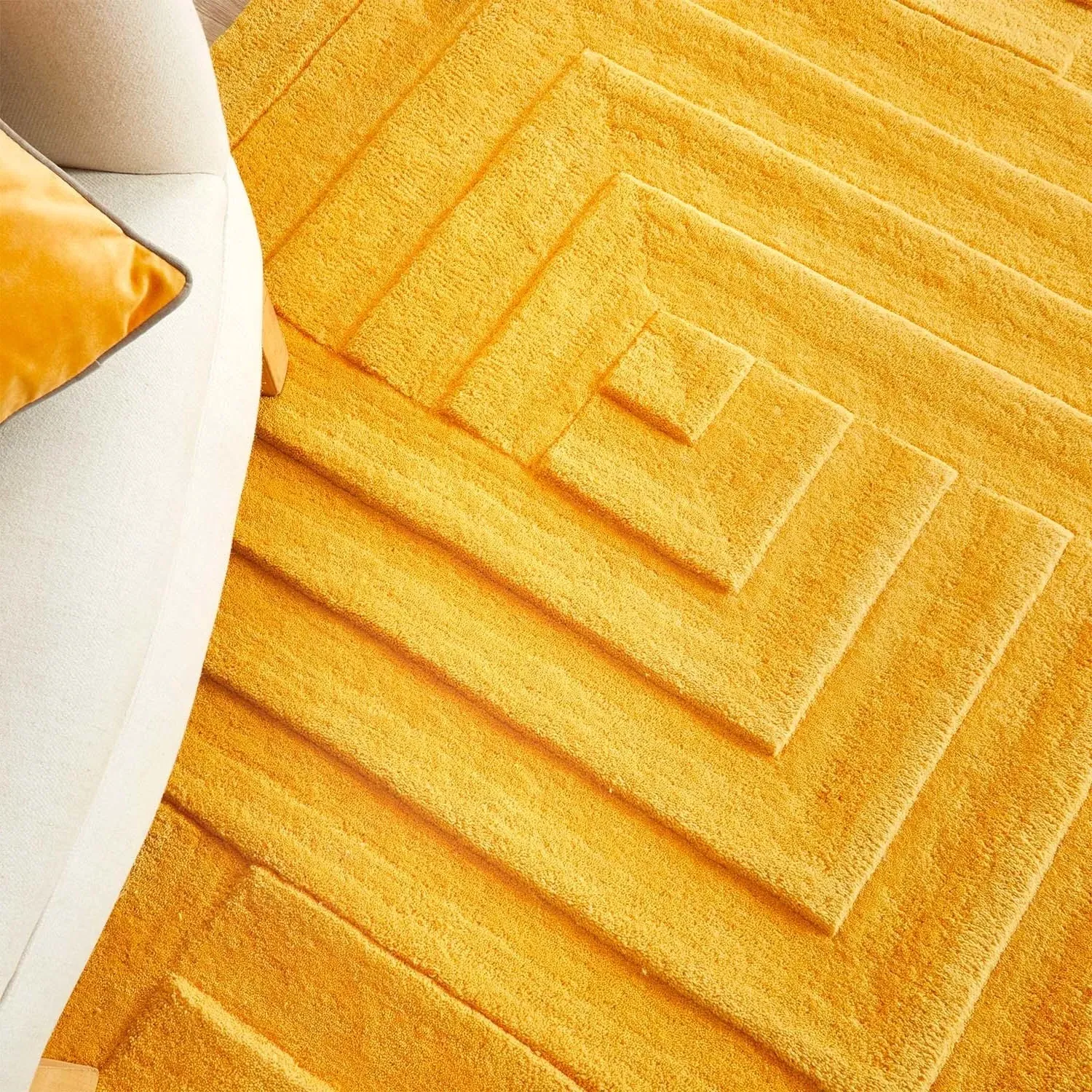 Linear Rug Hand Tufted - Ochre, Wool