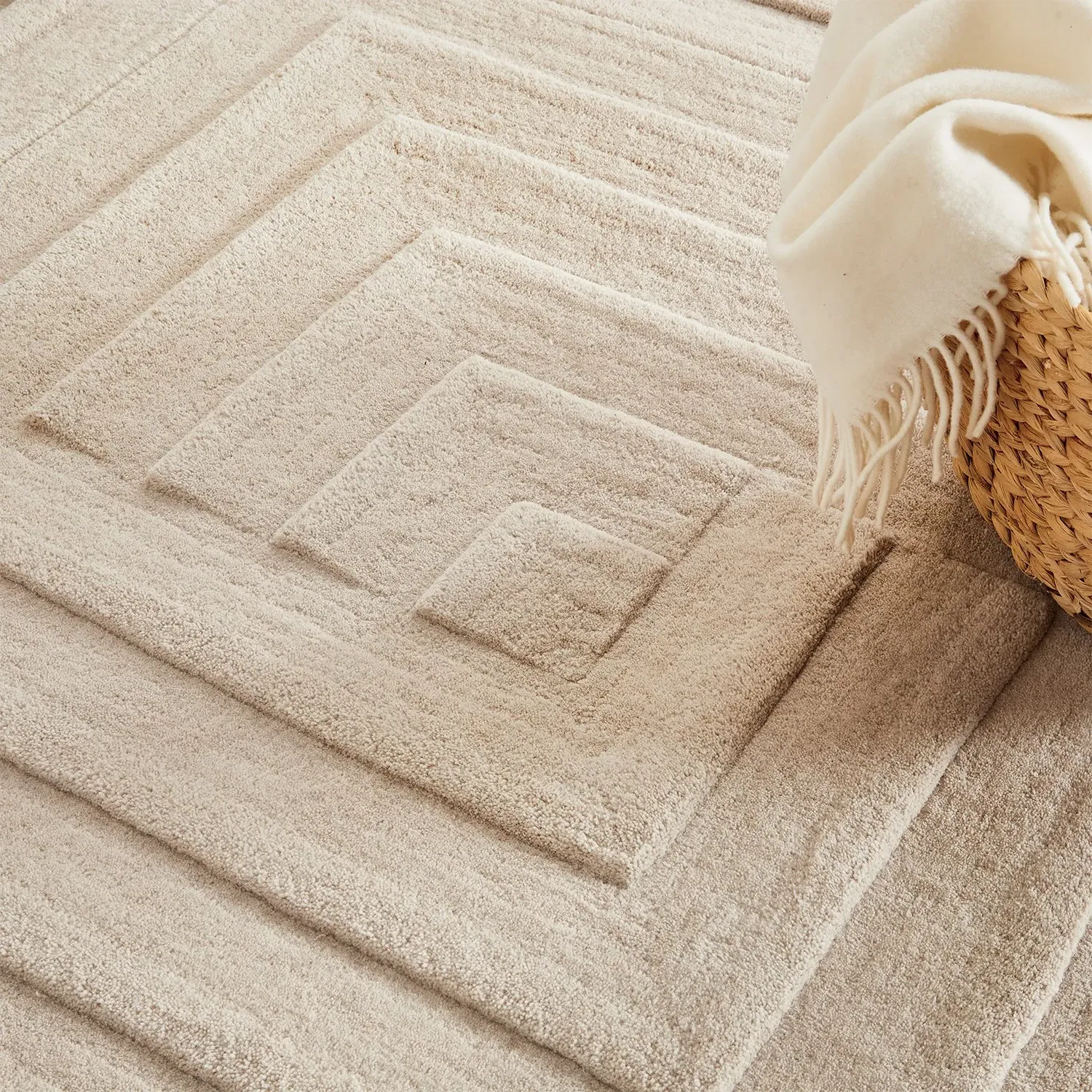Linear Rug Hand Tufted - Stone, Wool