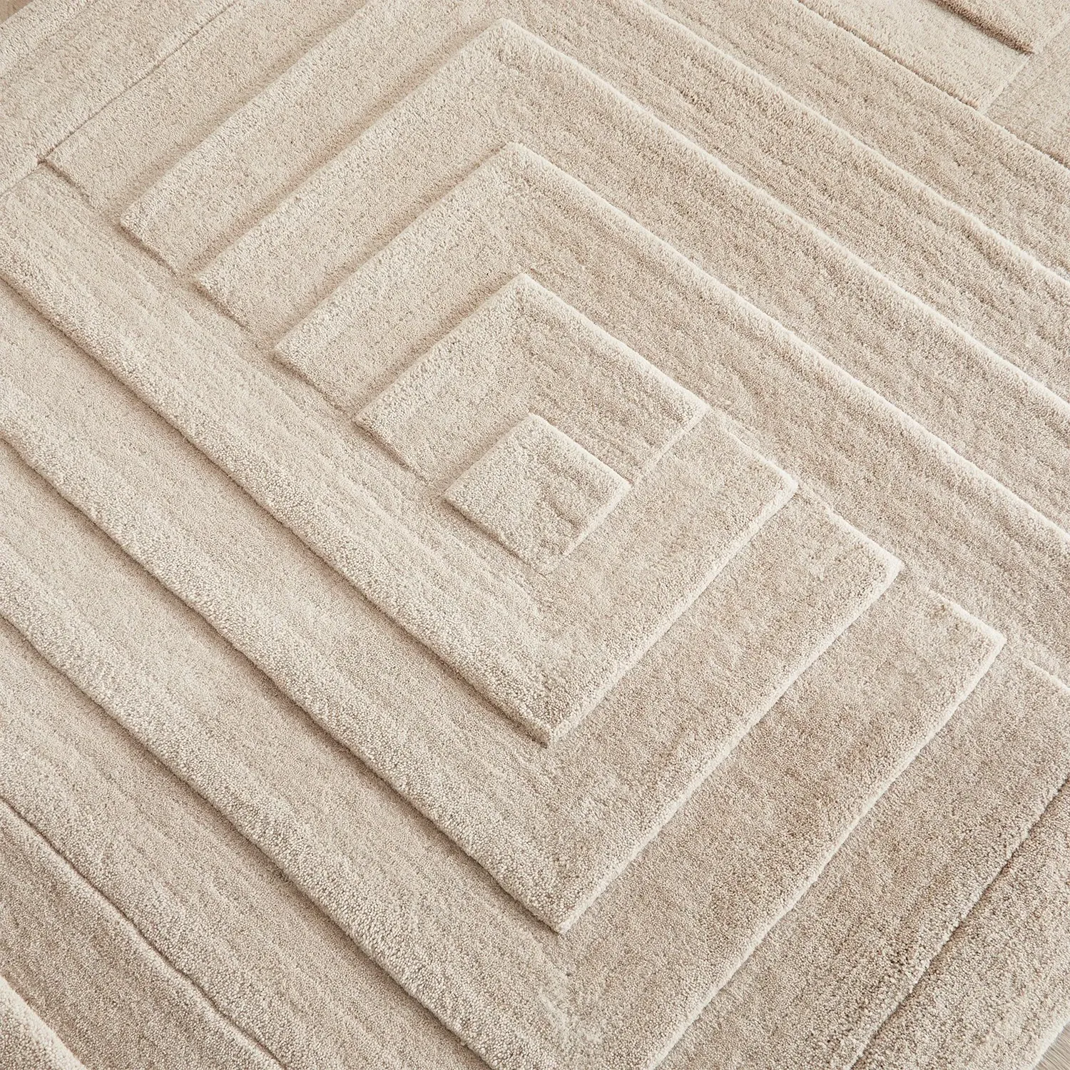 Linear Wool Rug - Stone, Hand Tufted