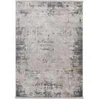 Medallion Area Rug with Fringe - Grey, Polypropylene