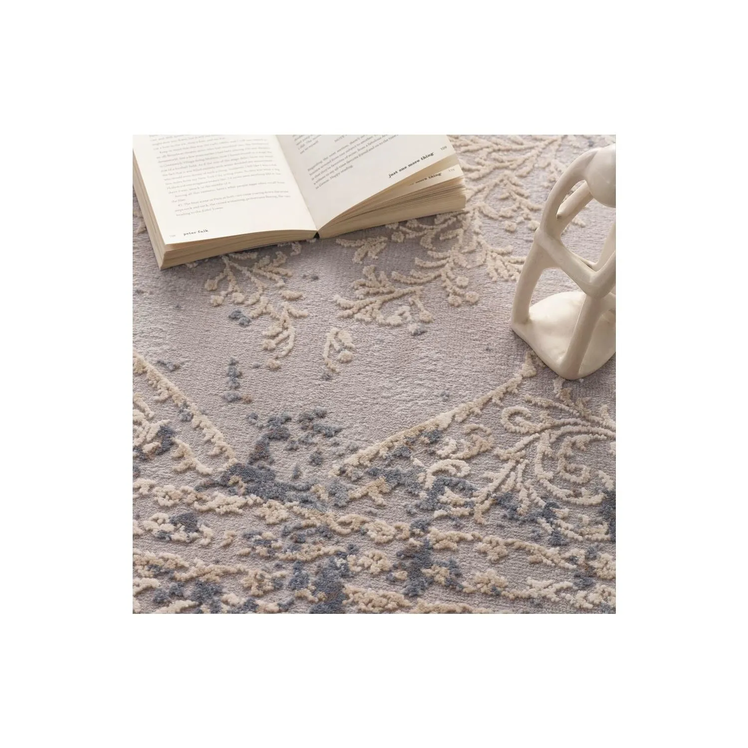 Medallion Rug with Fringe - Blue, Polypropylene