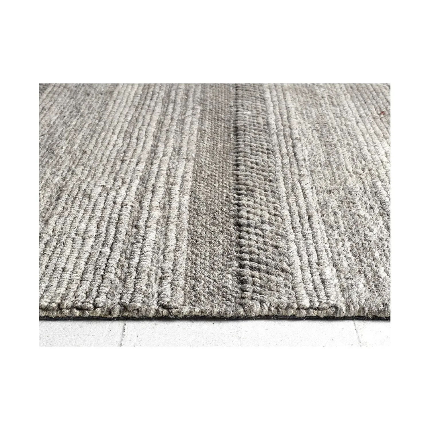 Medium Chunky Knit Rug - Grey, Wool