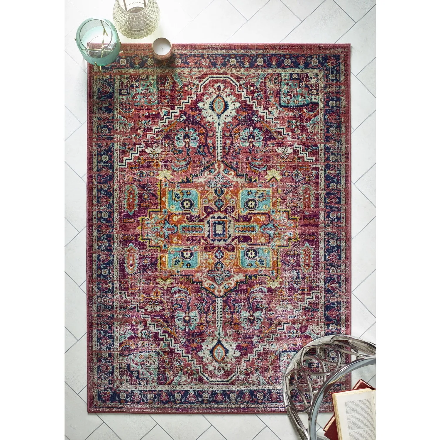 Persian Style Rug - Pink, Polypropylene image