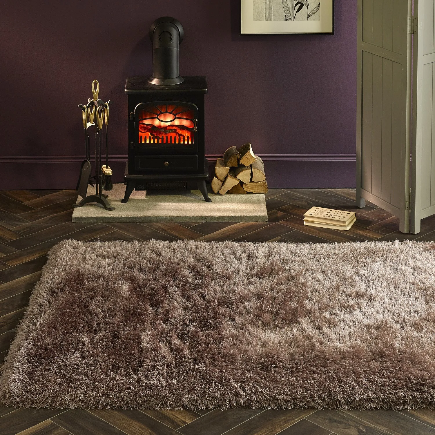 Rectangular Shaggy Rug - Beige