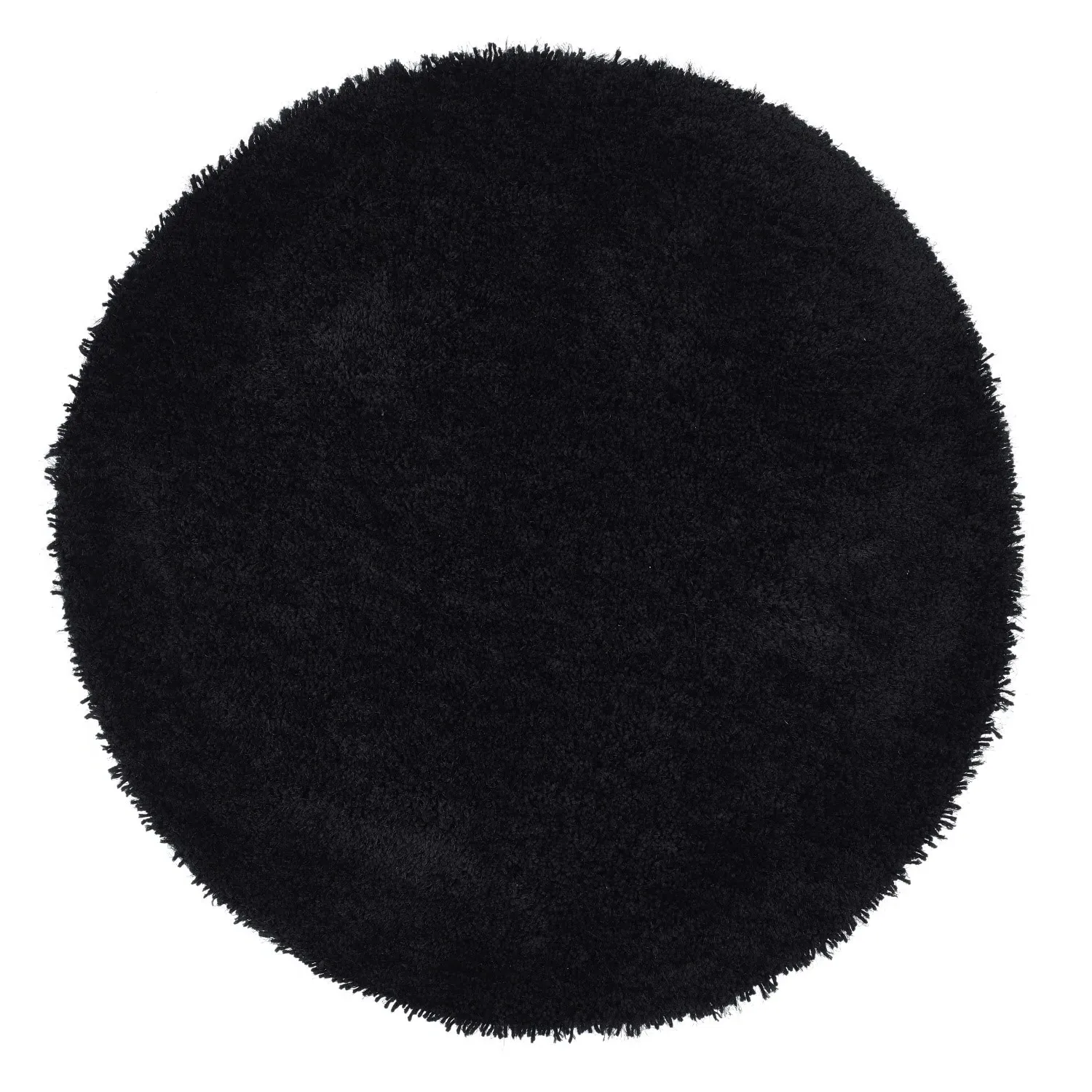 Round Shaggy Rug - Black, Polyester
