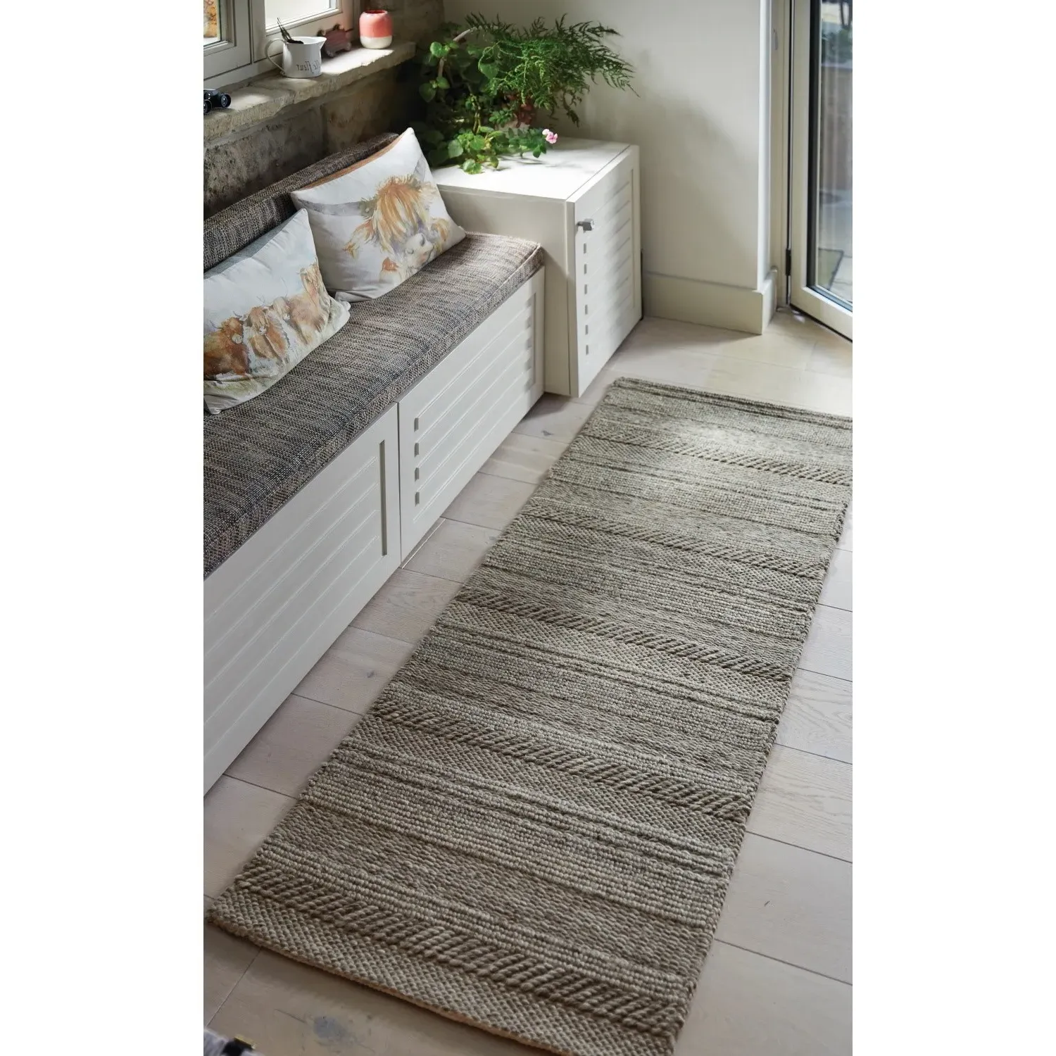 Runner Chunky Knit Rug - Grey, Wool