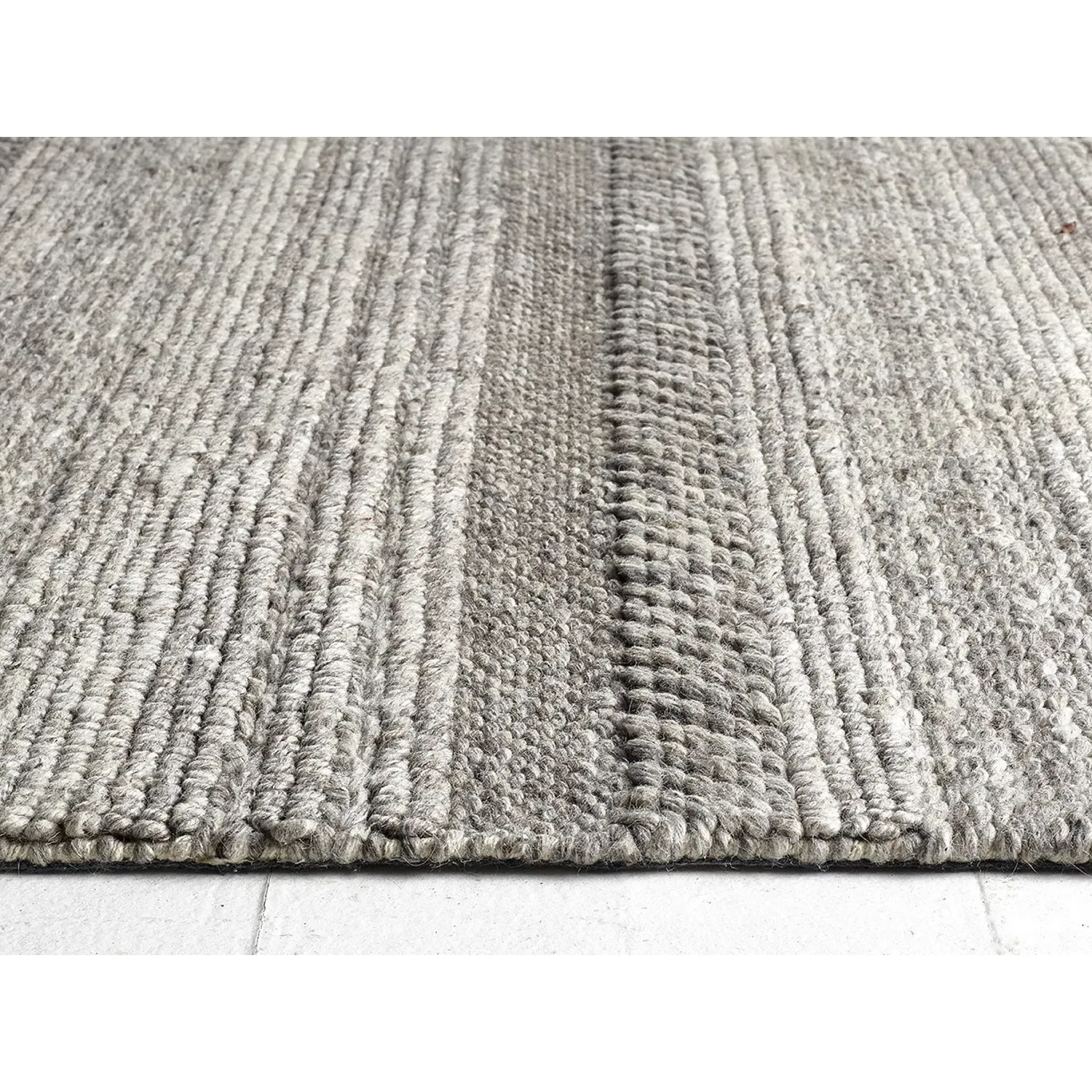Runner Chunky Knit Rug - Grey, Wool