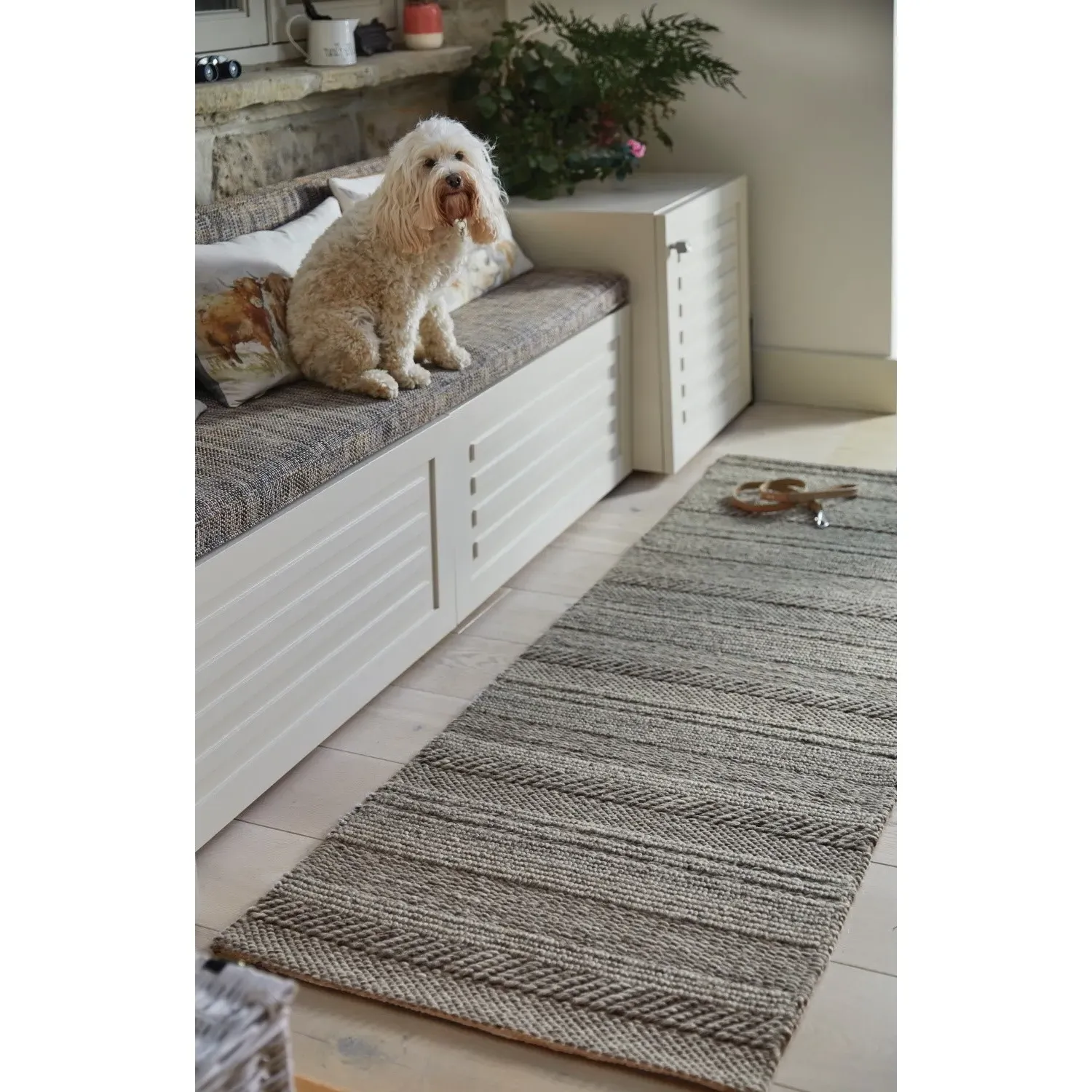 Runner Chunky Knit Rug - Grey, Wool
