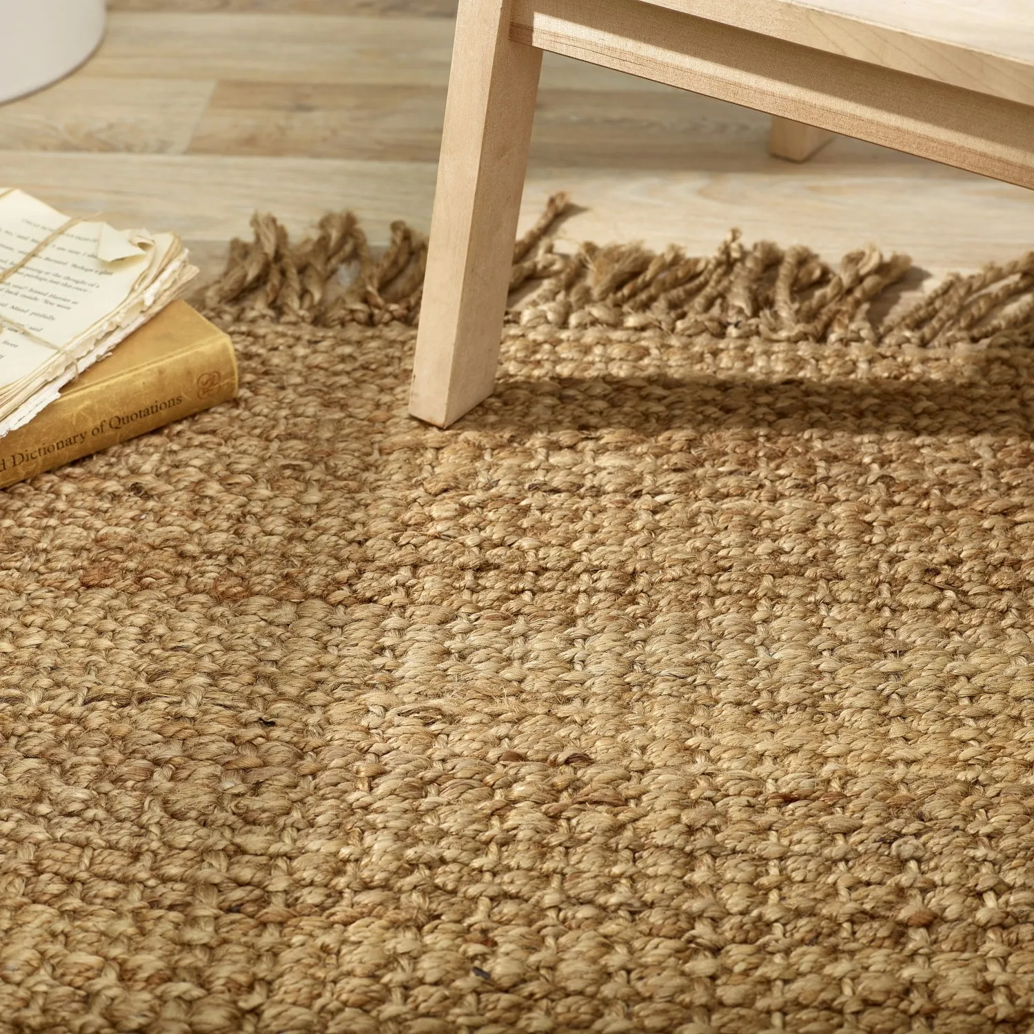 Runner Rug with Fringed Edging - Brown, Jute