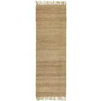 Runner Rug with Fringed Edging - Brown, Jute
