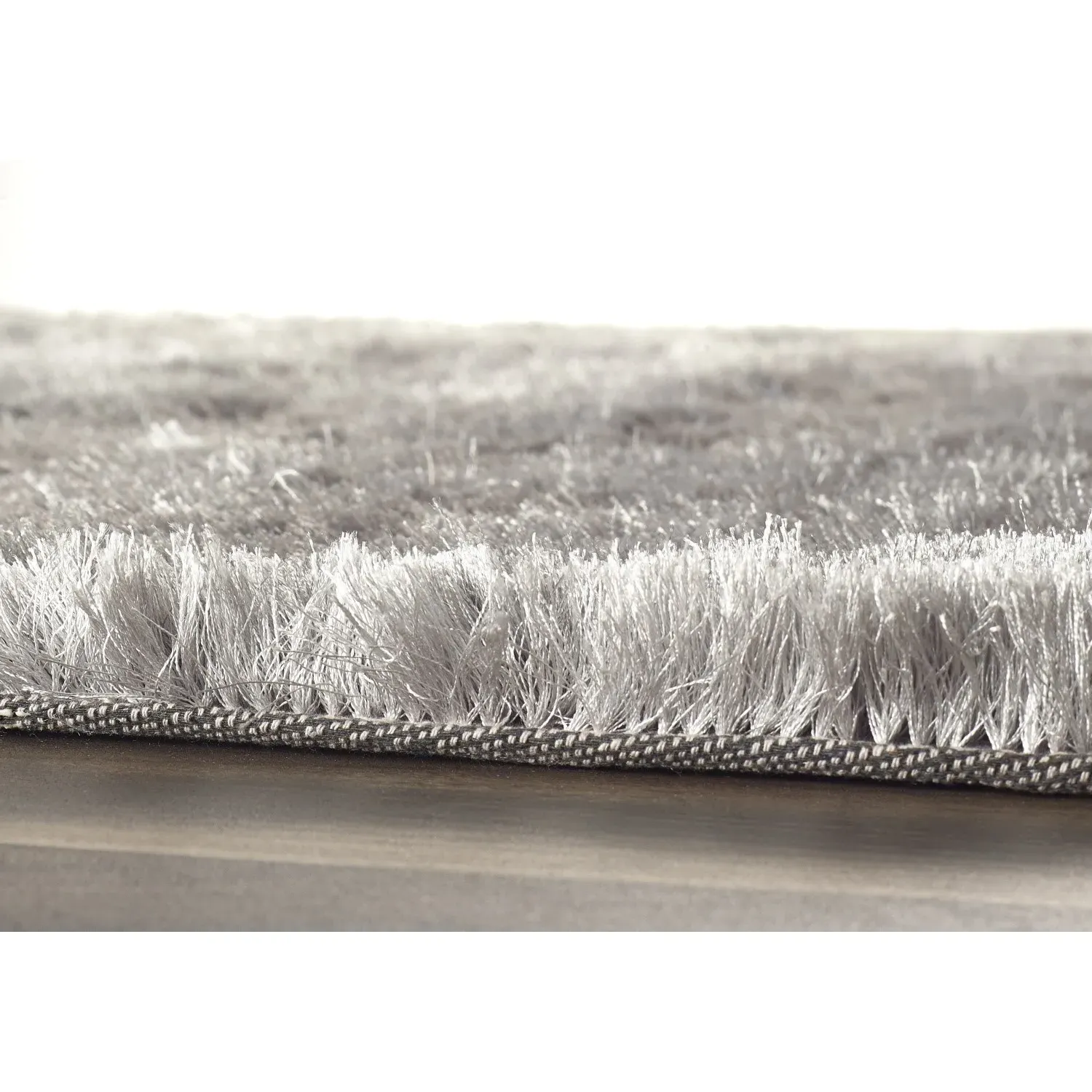 Shaggy Area Rug with Glitter - Silver, Polyester