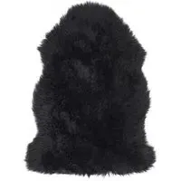 Single Sheepskin Rug - Black, Genuine Wool