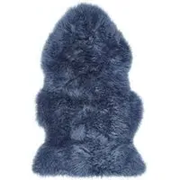 Single Sheepskin Rug - Blue, Genuine Wool