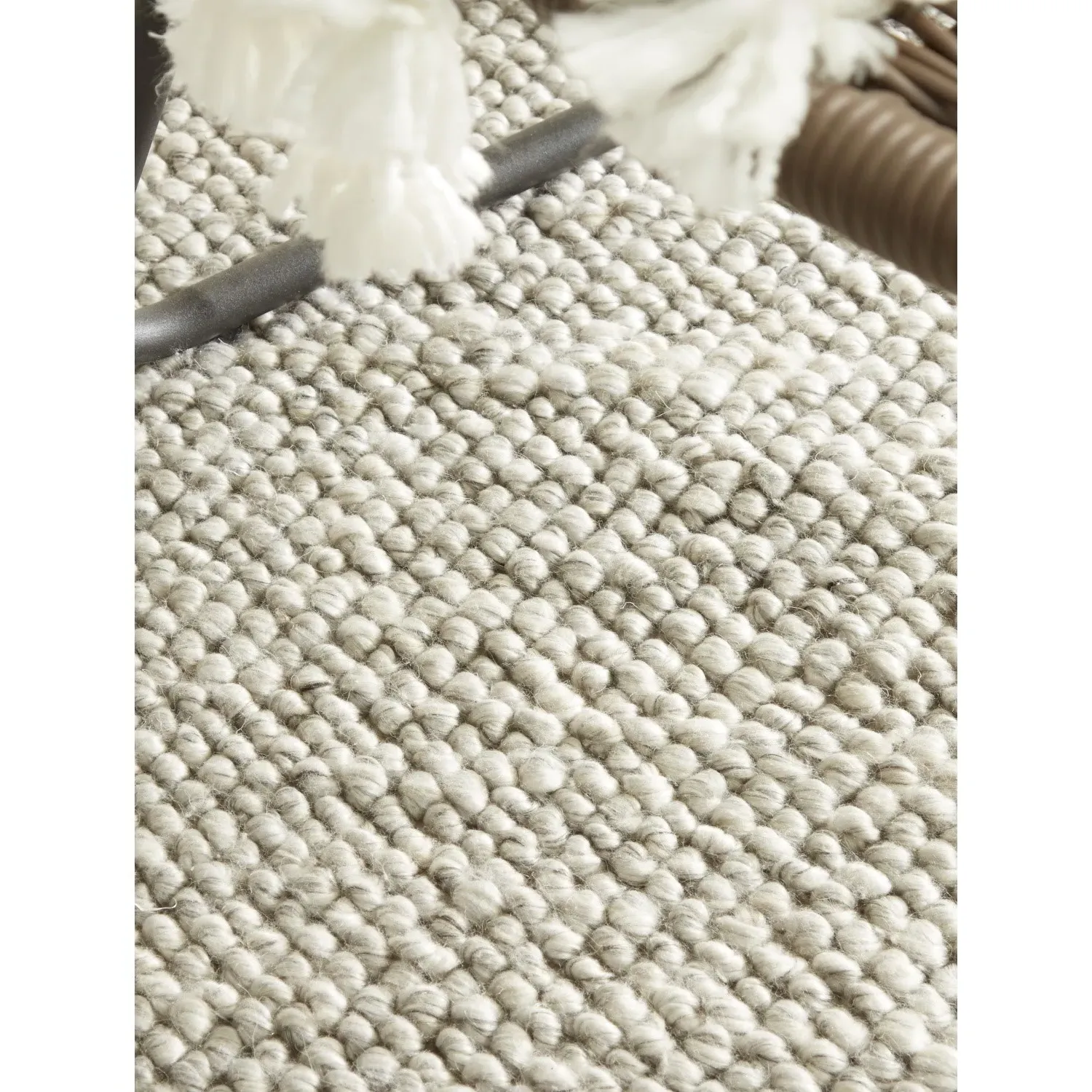 Textured Rug - Grey, Wool Blend