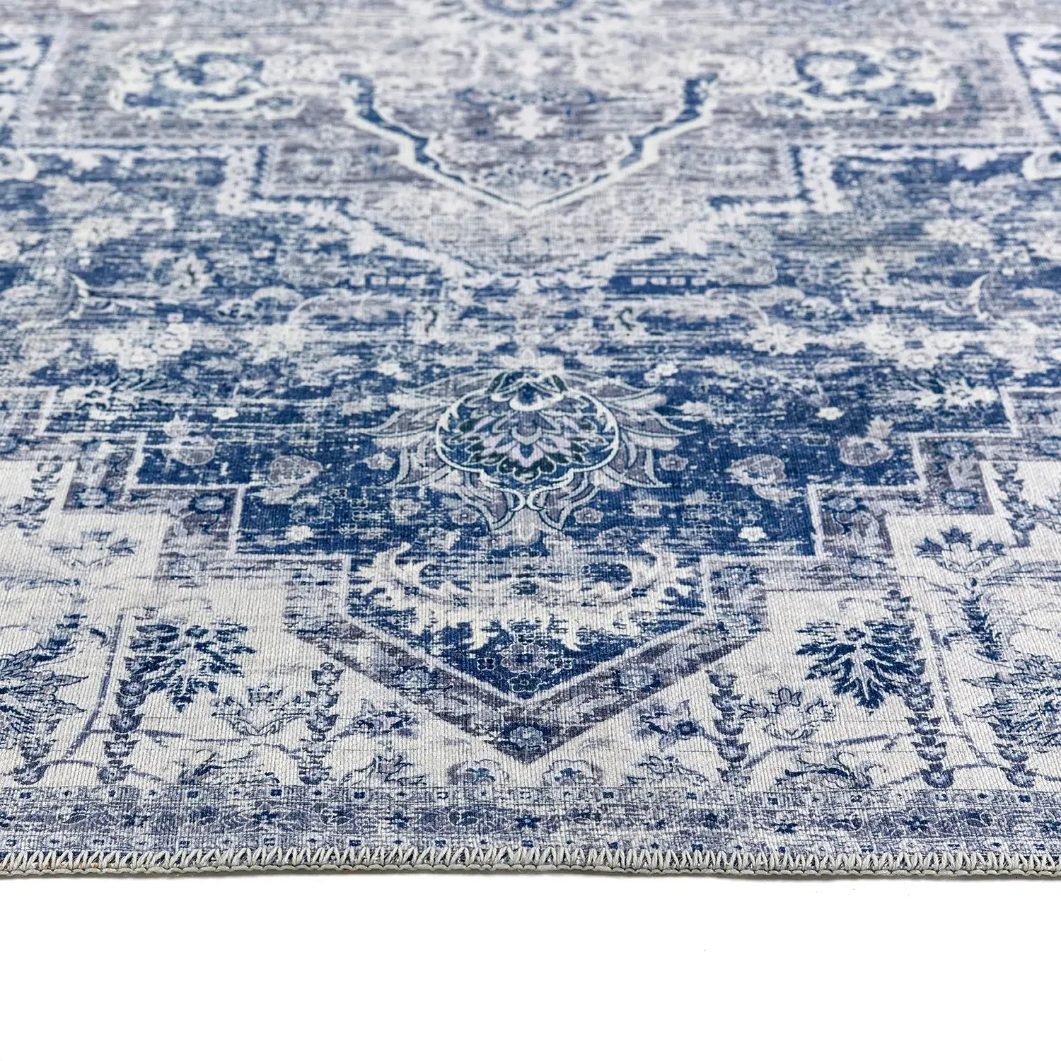 Washable Medallion Rug - Blue, Chenille