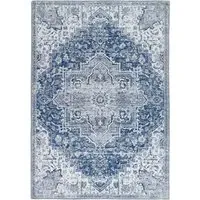 Washable Medallion Rug - Blue, Chenille