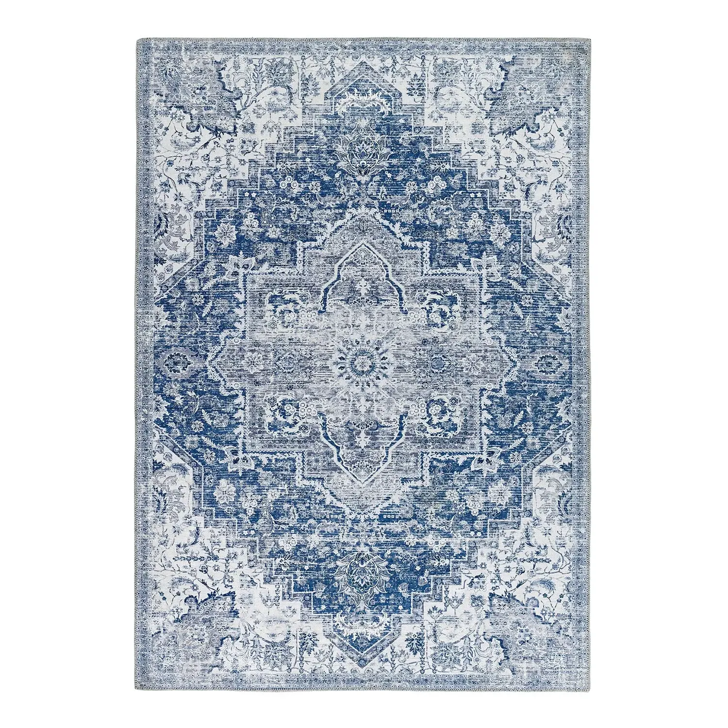 Washable Medallion Rug - Blue, Chenille image