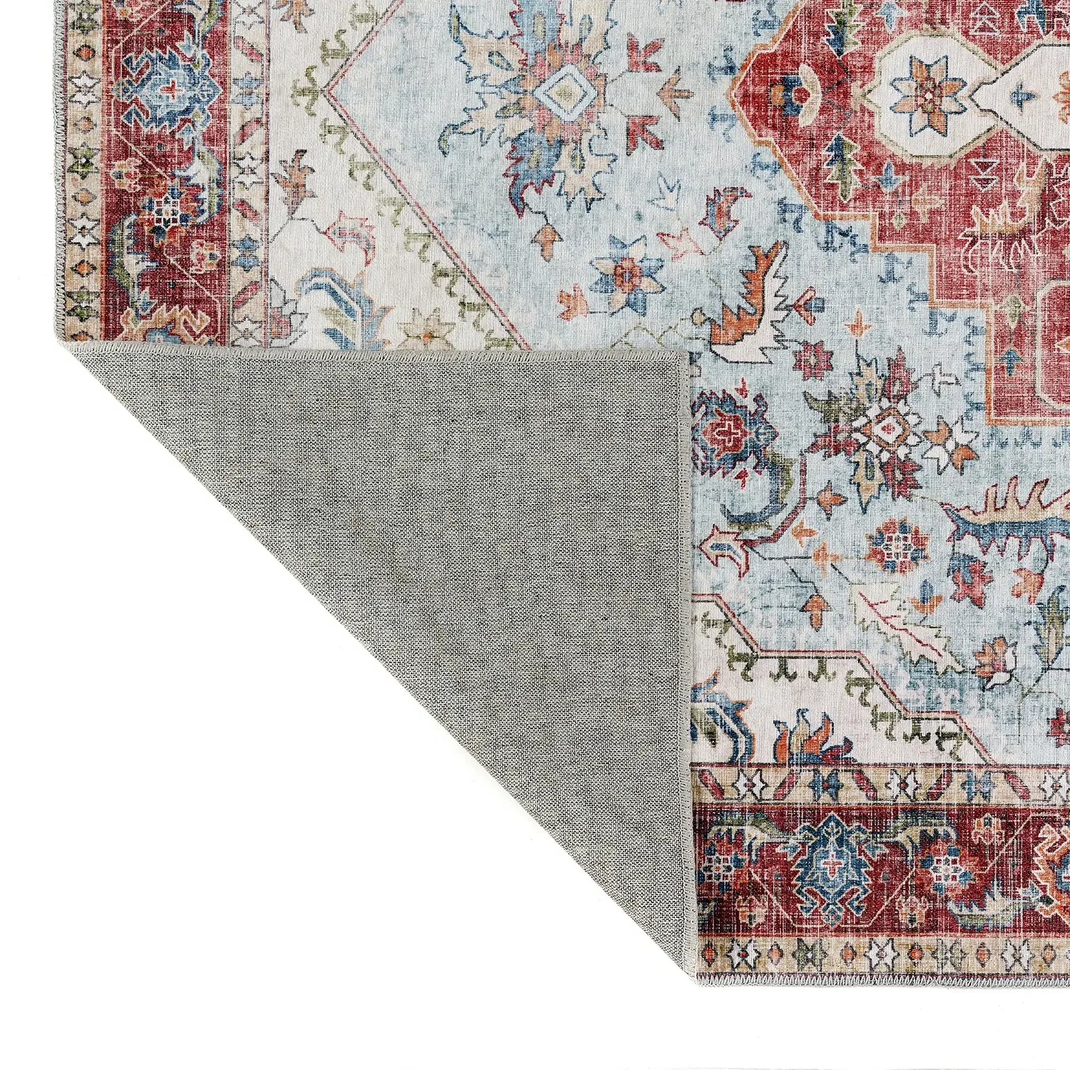 Washable Medallion Rug - Red, Chenille