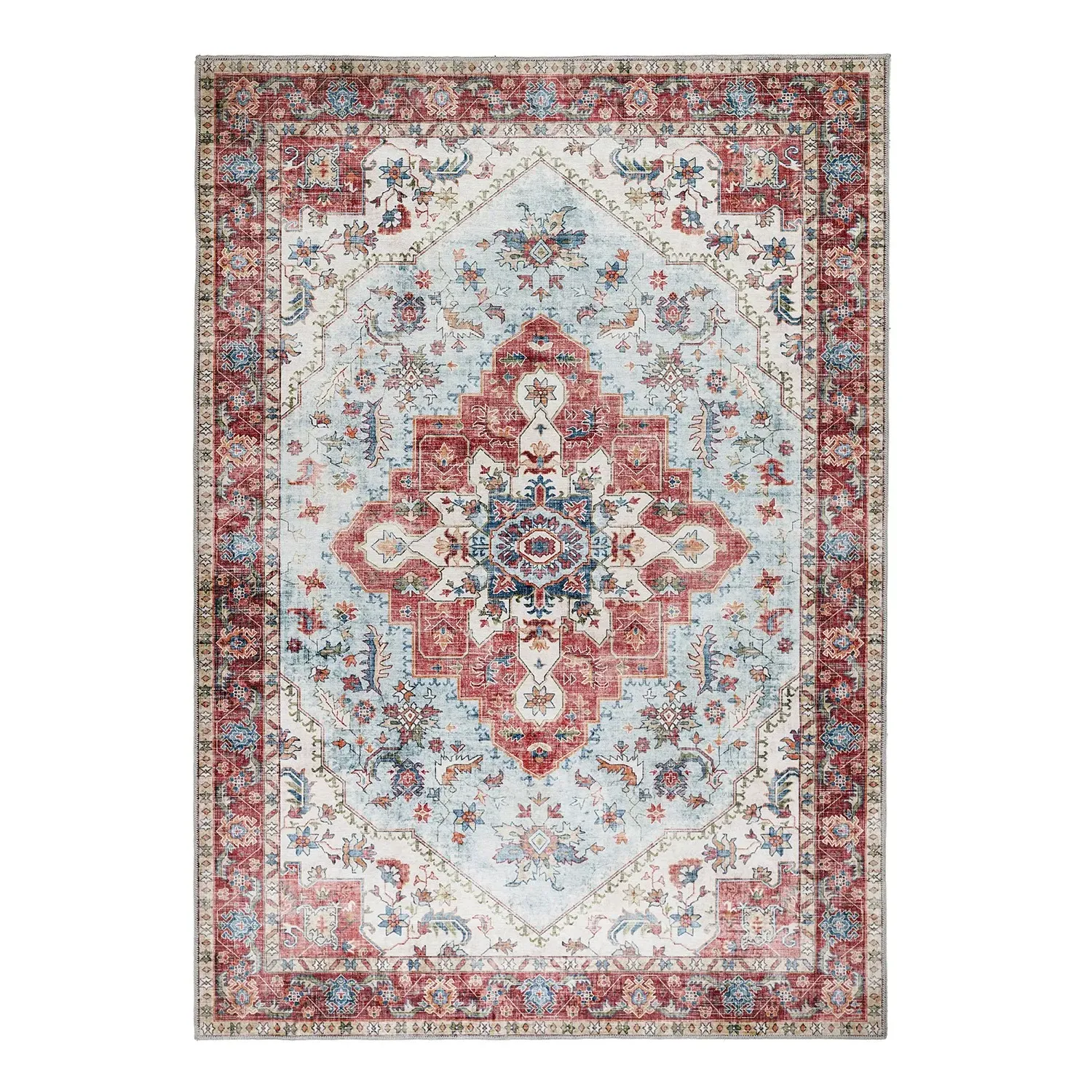 Washable Medallion Rug - Red, Chenille image