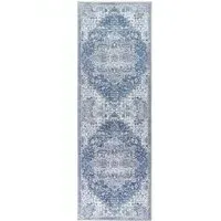 Washable Medallion Runner Rug - Blue, Chenille