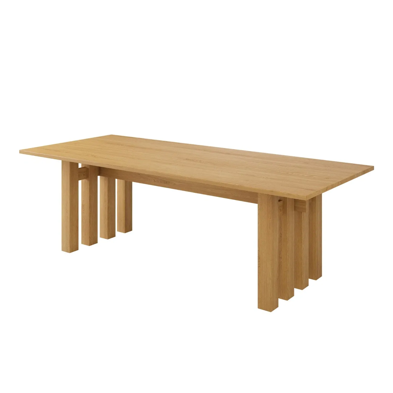 Rectangular Dining Table with Slatted Base - Oak