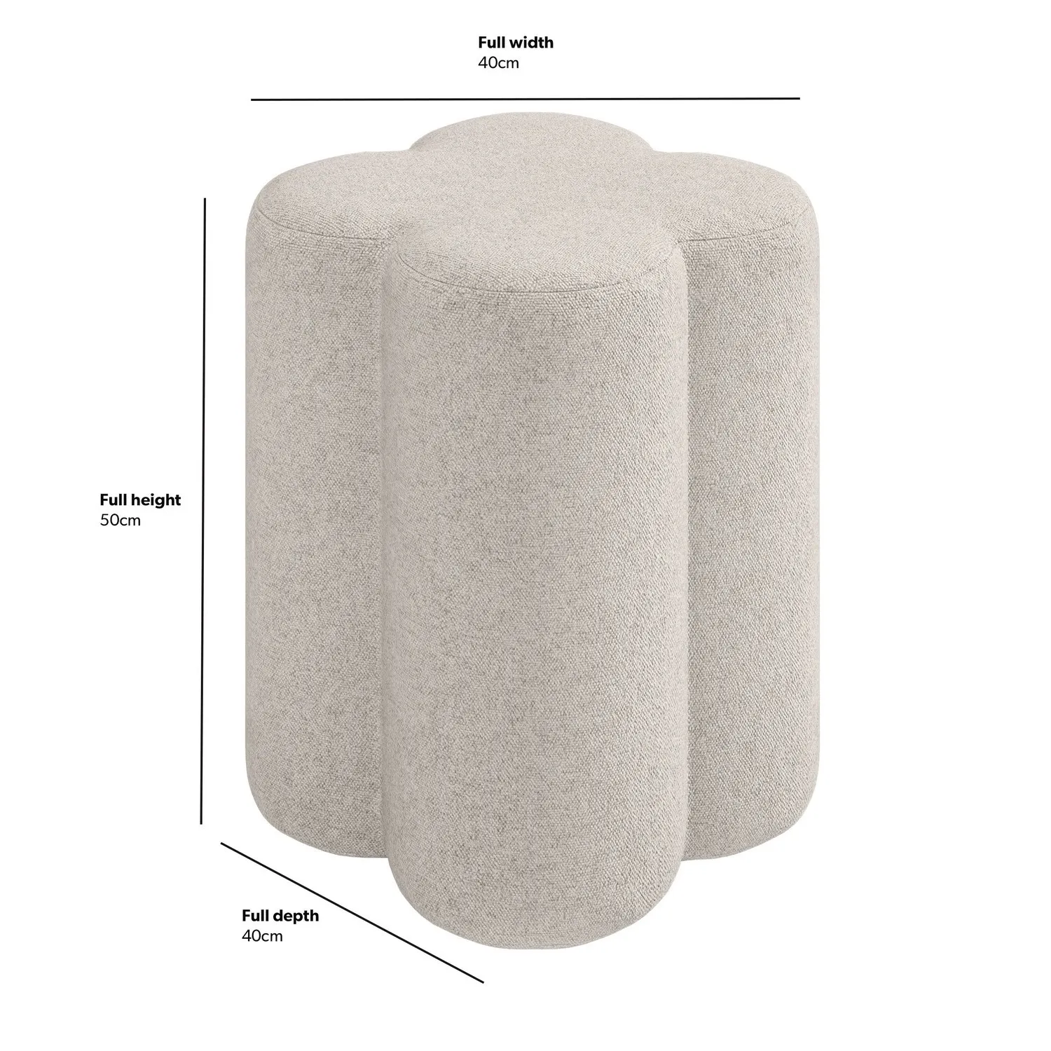 Clover Dressing Stool with Padding - Cream, Fabric