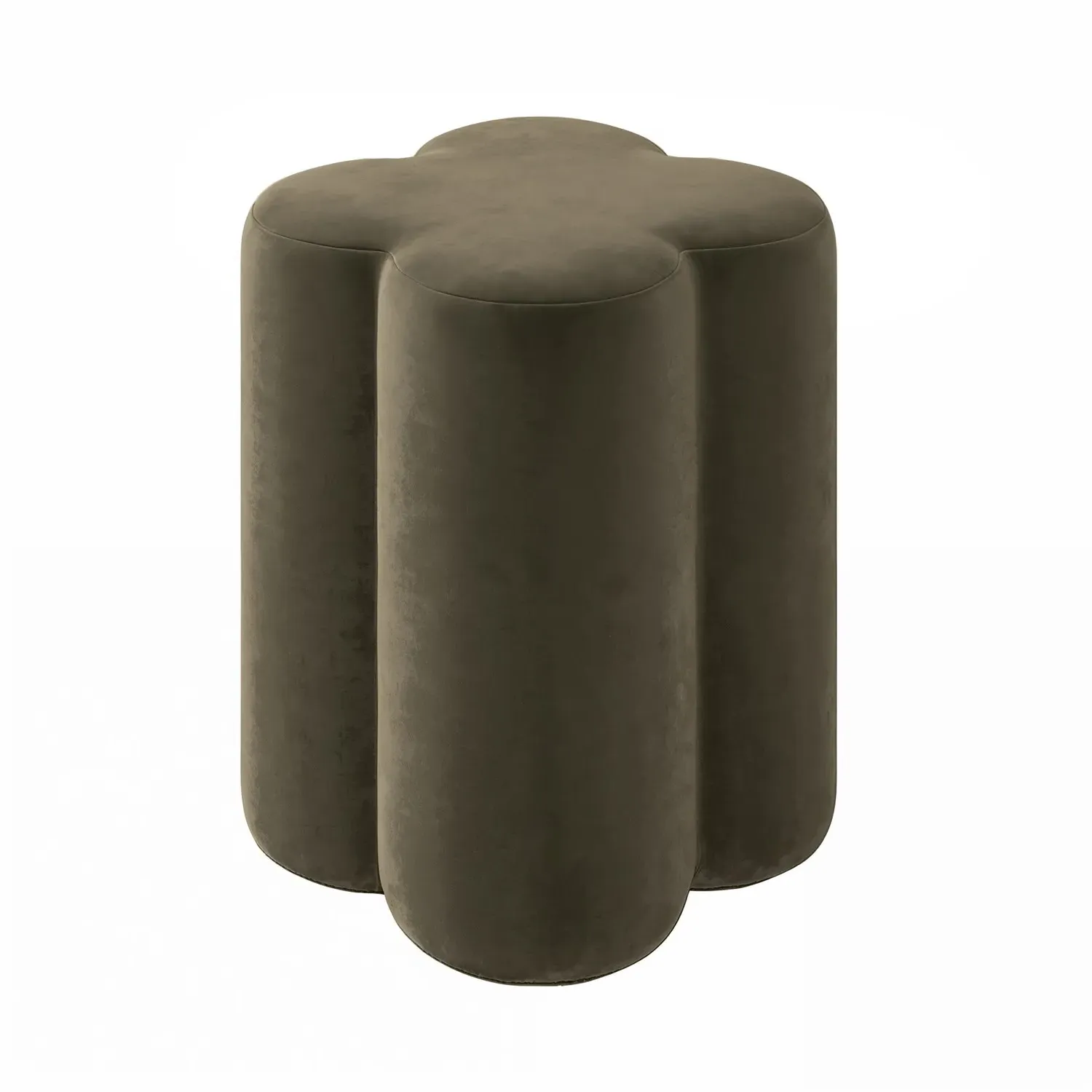 Clover-Shaped Dressing Stool - Khaki Green, Velvet