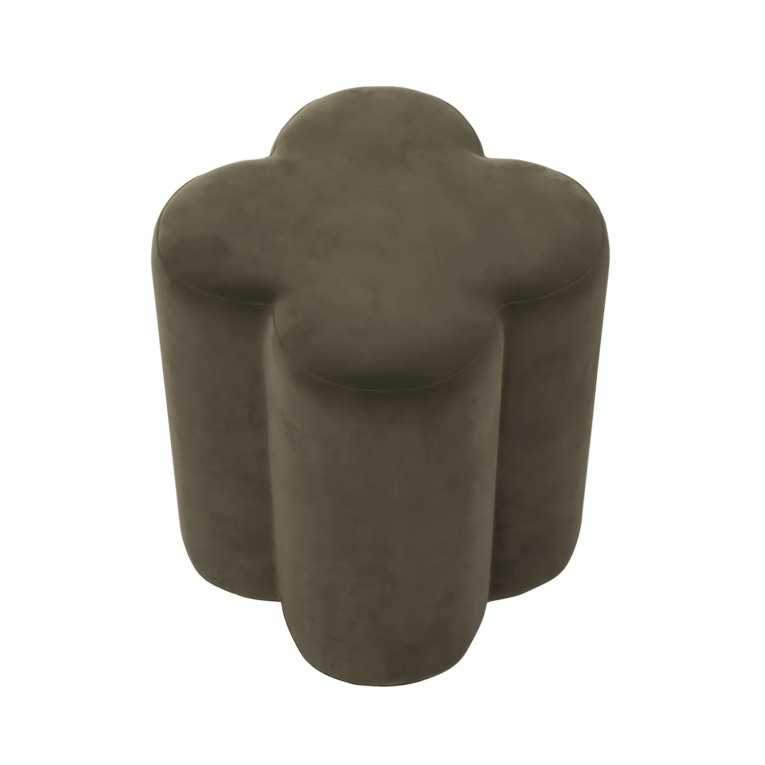 Clover-Shaped Dressing Stool - Khaki Green, Velvet