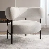 Curved Accent Chair - Cream, Boucle