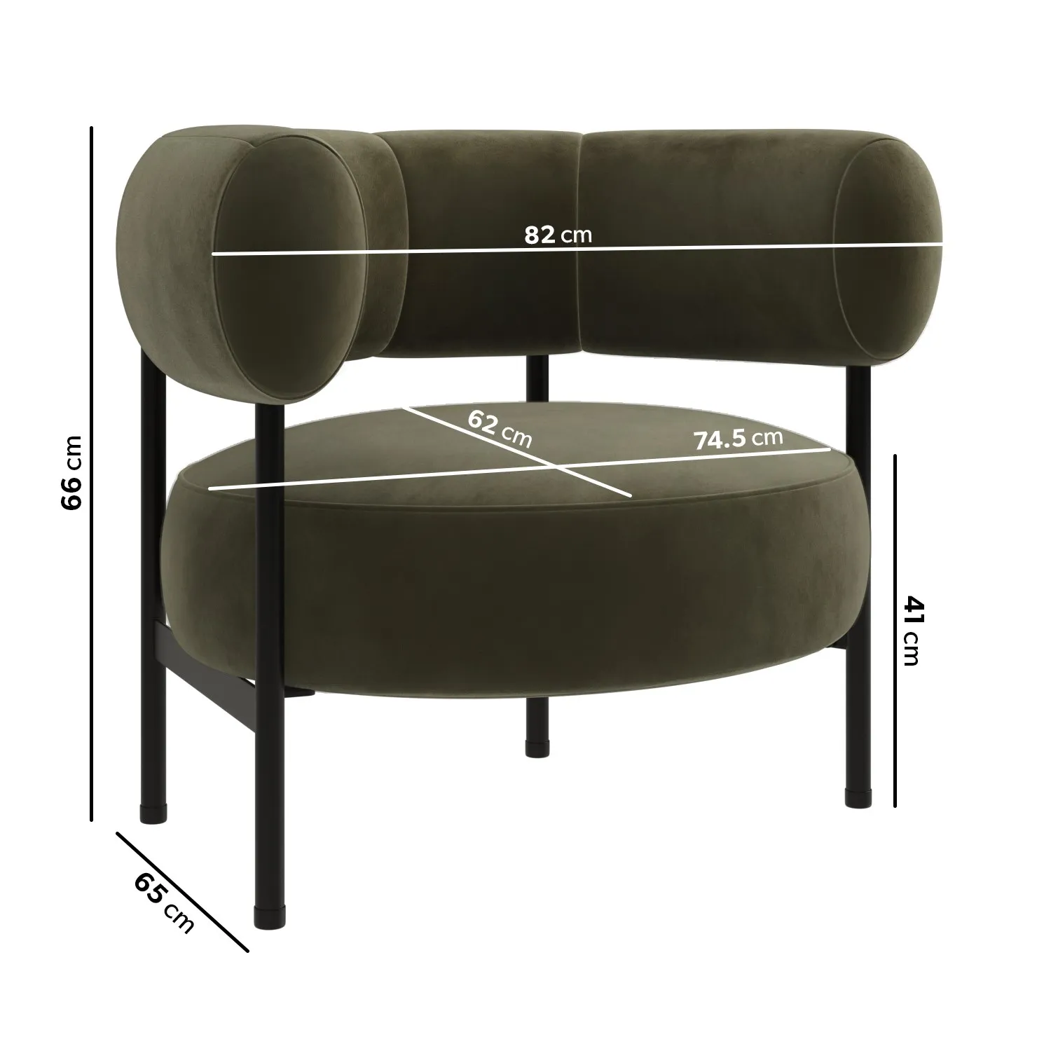 Curved Accent Chair - Green, Velvet